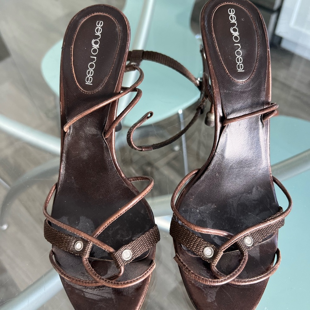 Brown ankle strap Sergio Rossi stilettos